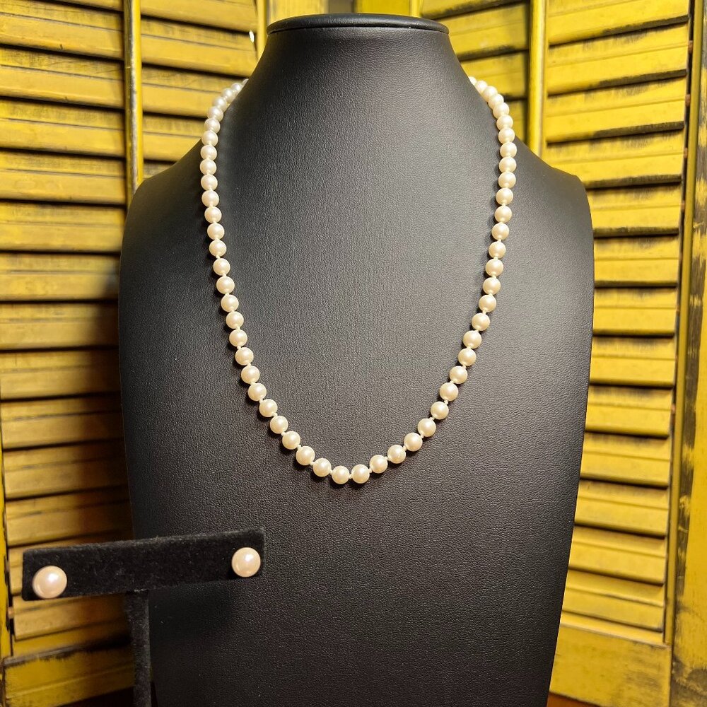 Classy Talbots Glass Pearl Necklace and Earrings Set